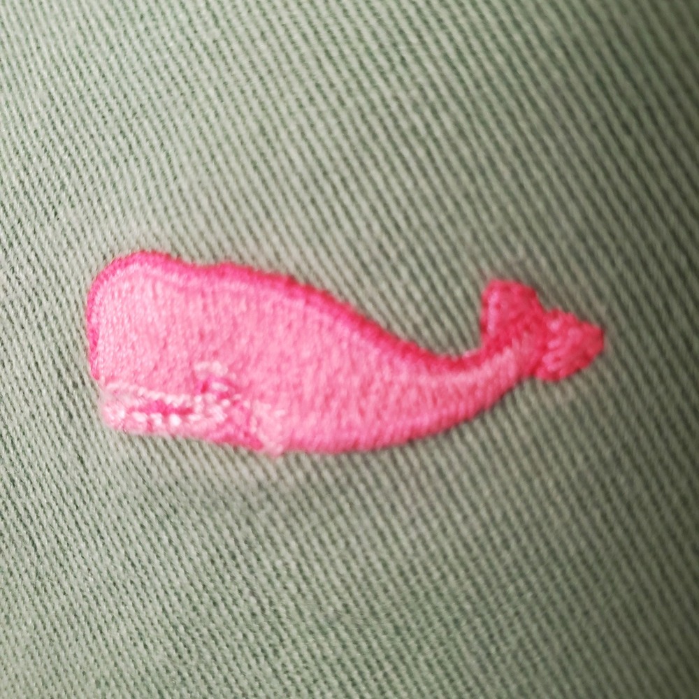 J Crew Vintage Whale Chino Crop Pants Favorite Fit Green Cotton Pink Embroidery - Picture 10 of 13